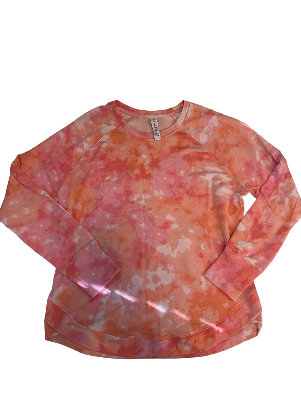 Athleta Pink Coral Tie-Dye Raglan Pullover Sweatshirt